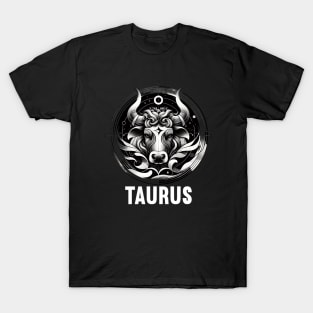 Monochrome Taurus Artistic T-Shirt